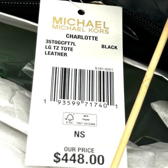 Michael Kors Large Charlotte TZ Tote Bag Black/Gold - Picture 11 of 11